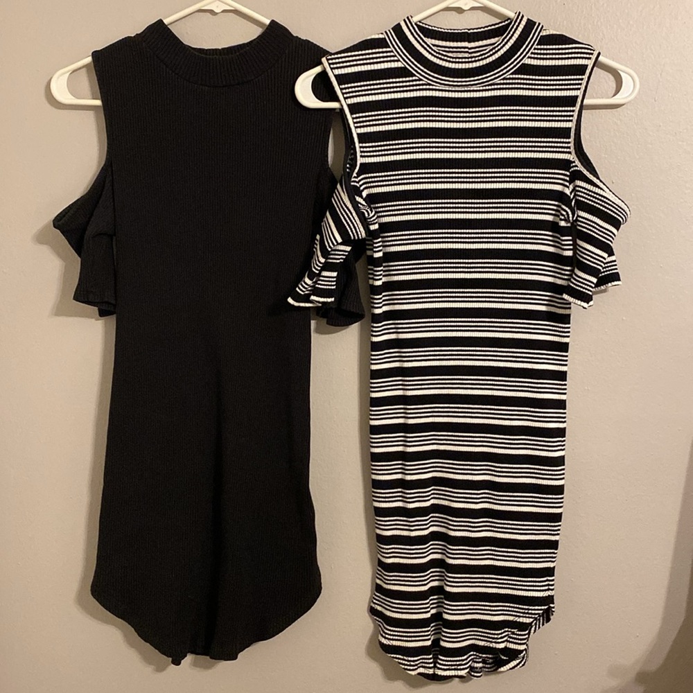 [Bundle]: 2 Bodycon Dresses, Solid Black & Stripe… - image 1